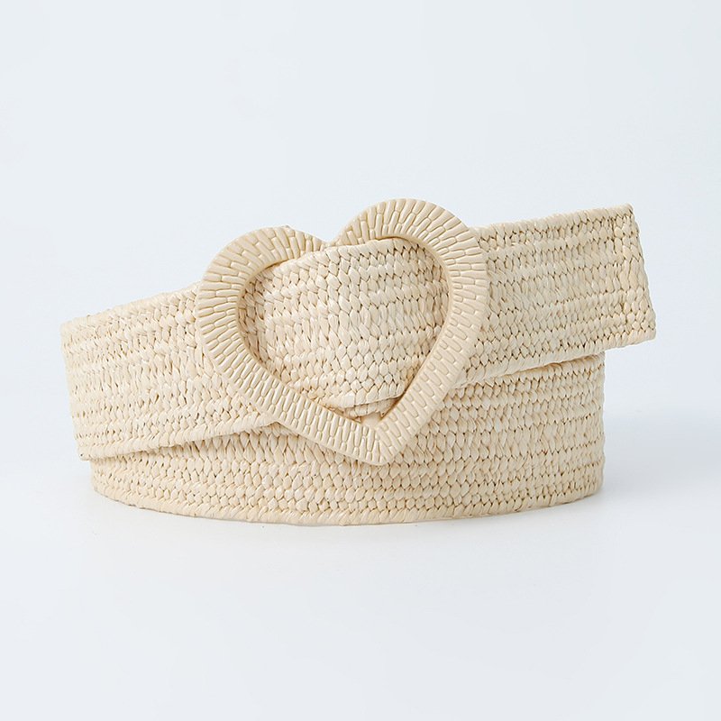 Straw Woven Sweet Decorative Dress Buckle Belt