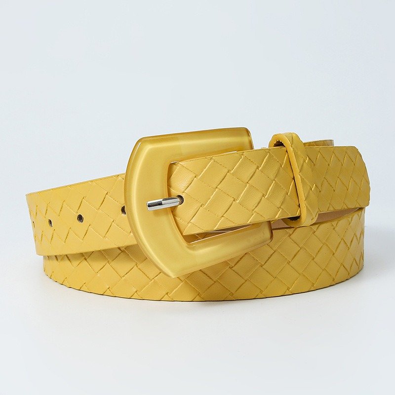 Imitation Straw Woven Resin Belt With Buckle