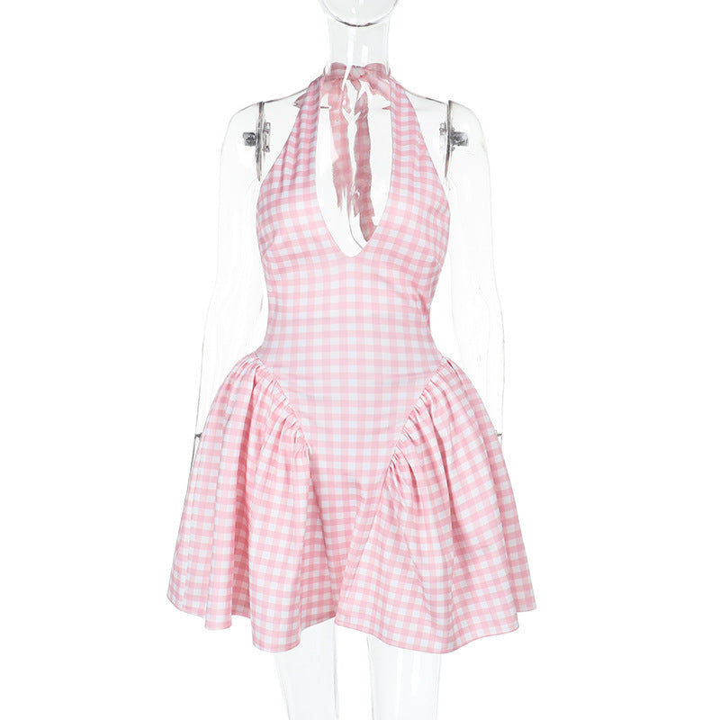 Deep V French Sweet Wind Waist Skirt