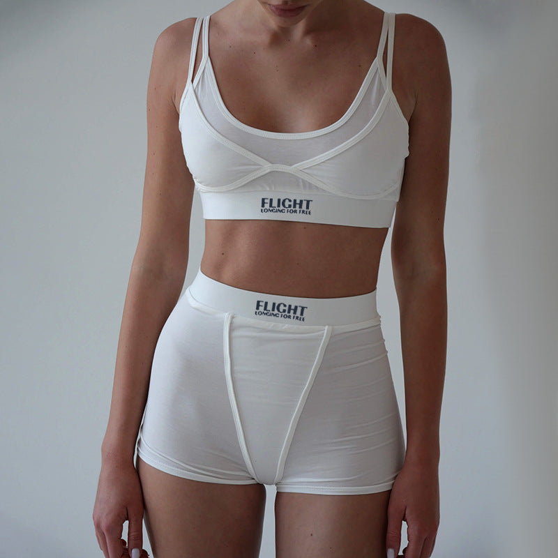 Minimalist sports vest paired with flat shorts set