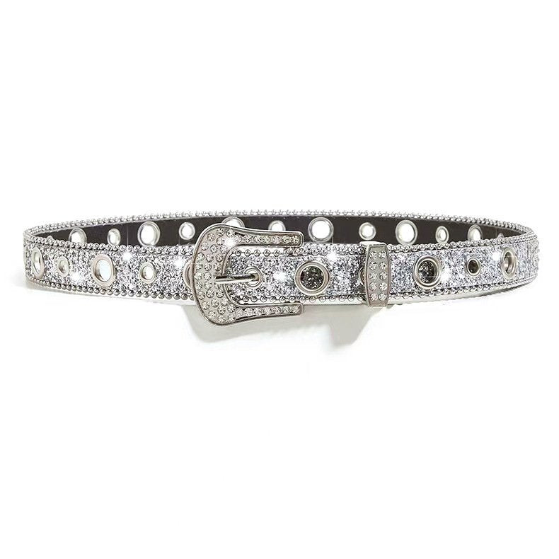 Belt With Rhinestone Trim