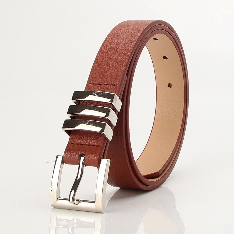 Elegant Belt With Three Silver Grip Lines