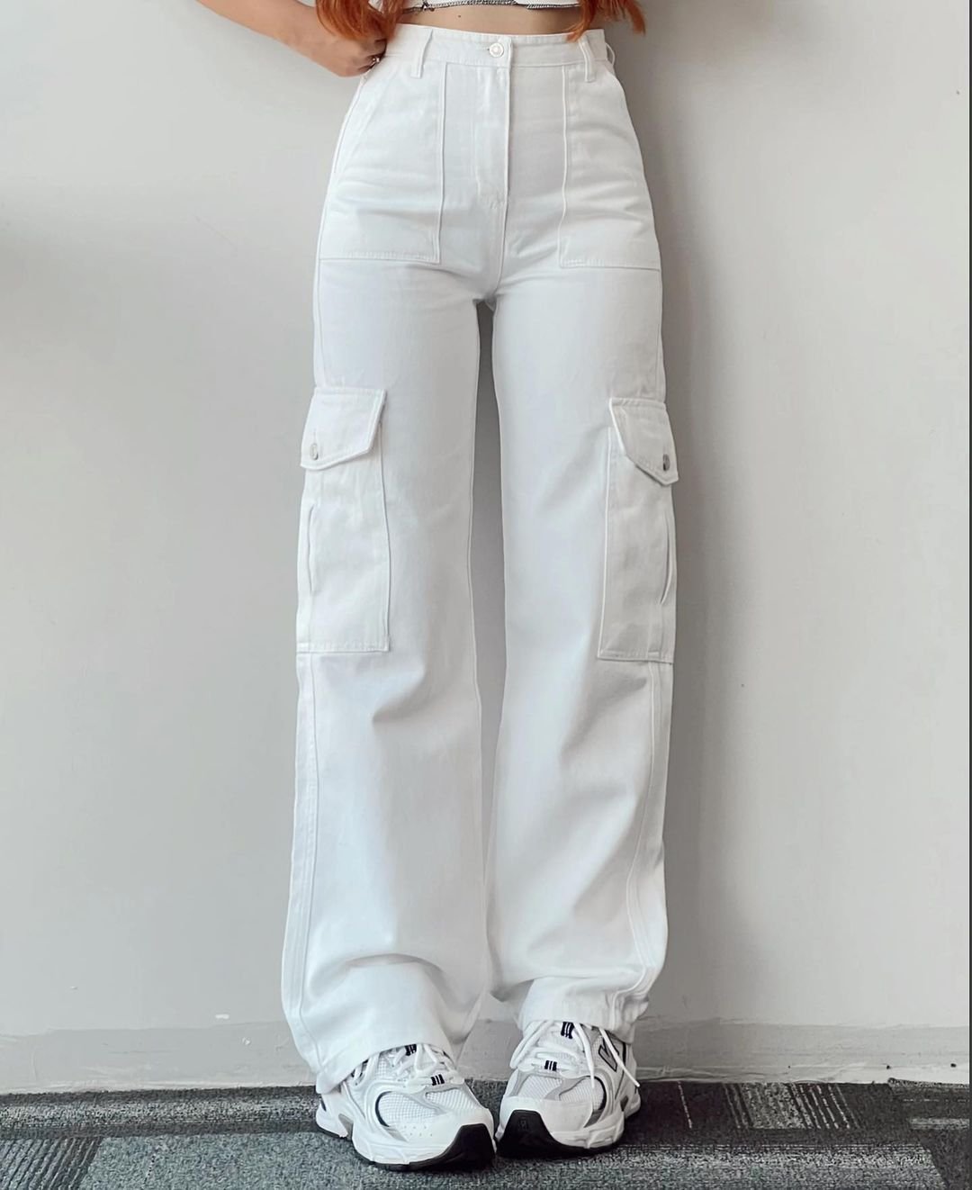 High-waisted Wide Pants With Pocket