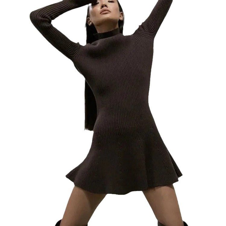 High Neck Long Sleeve Tight Dress