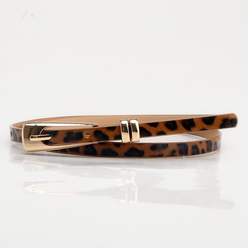 Fine Leather Belt with Golden Leopard Buckle