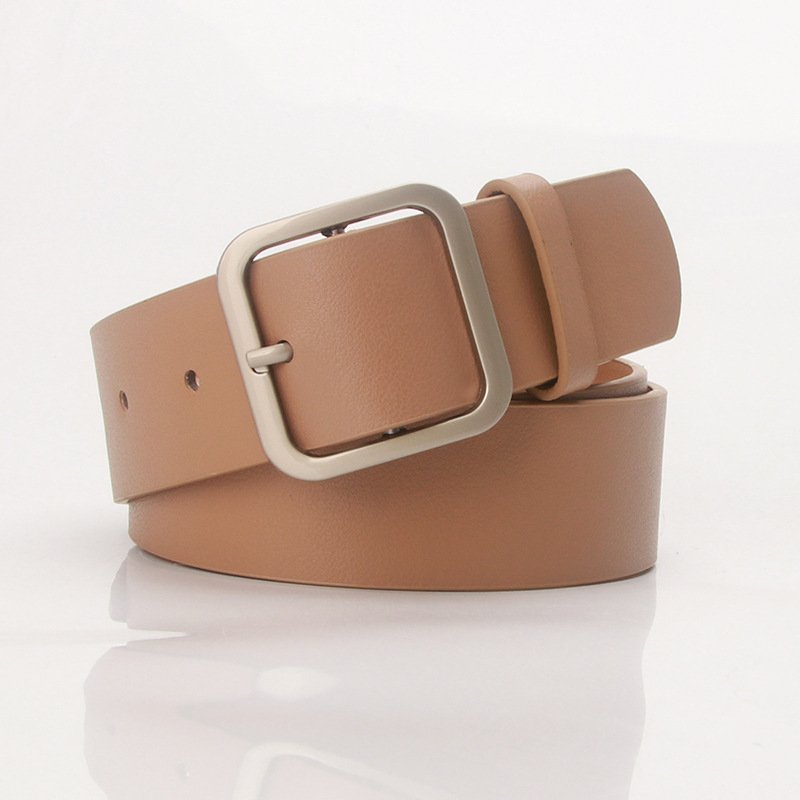 Elegant Belt With Golden Square Buckle