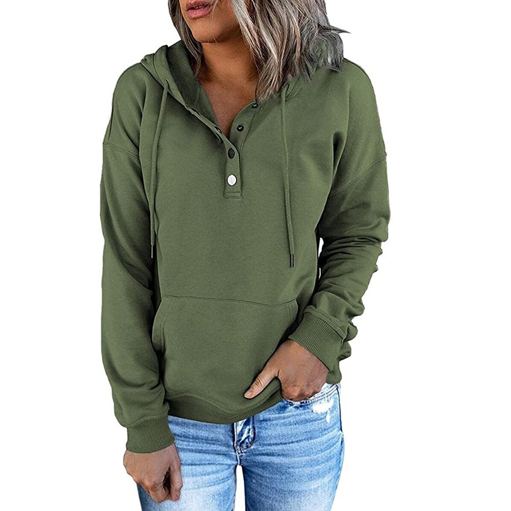 Long Sleeve Loose Casual Hooded Drawstring Pocket Hoodie