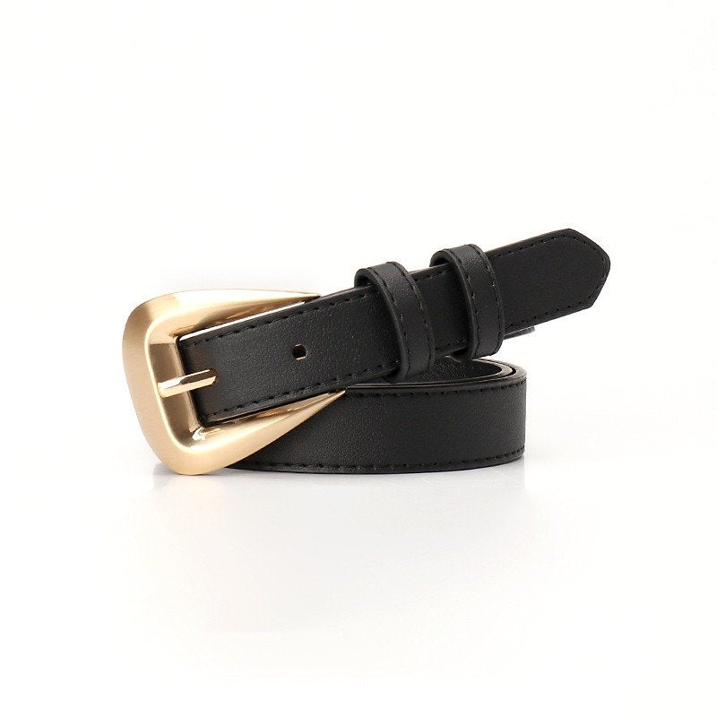 Belt With Golden Buckle Various Colors