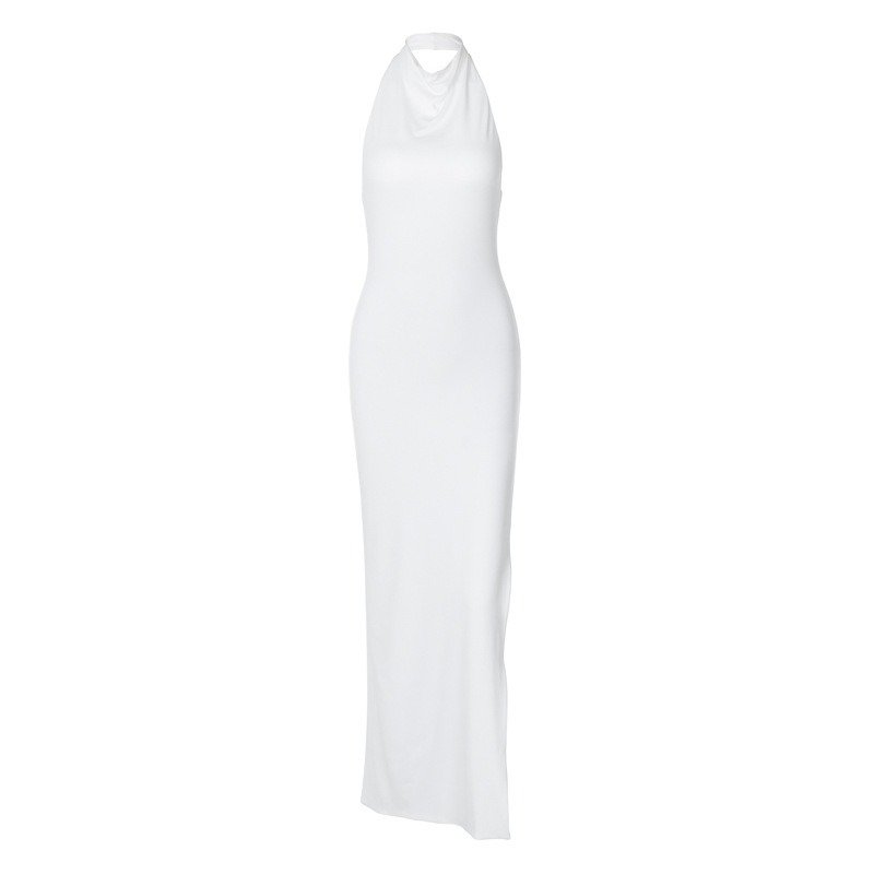 Long Sleeveless Dress With Turn-down Collar