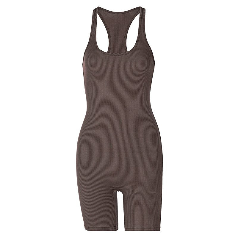 Solid Color High Waisted Tight Sports Yoga Jumpsuit