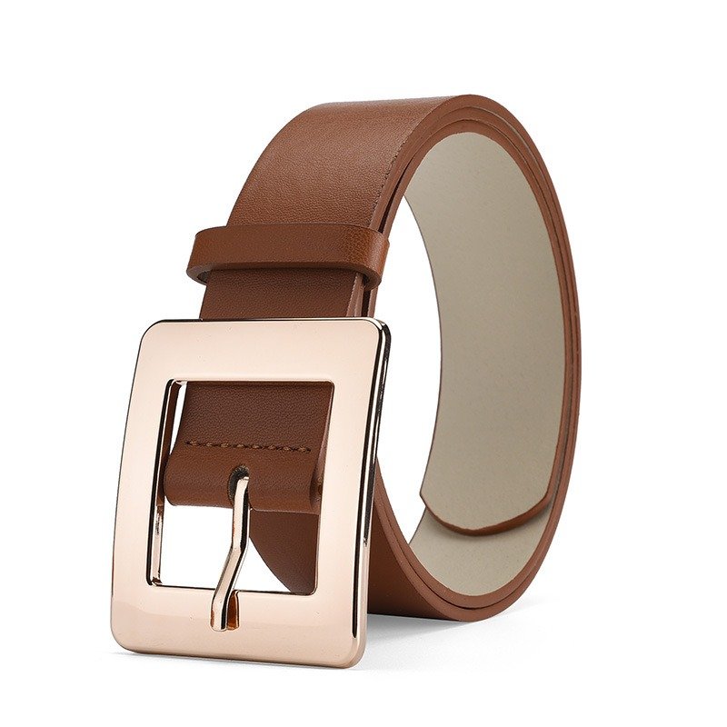 Simple And Solid Color Alloy Square Buckle Belt