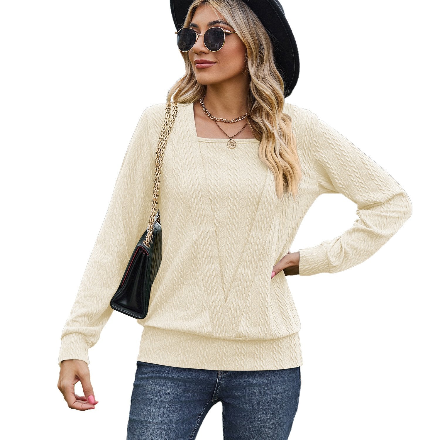 Square Neck Crossover Sweater