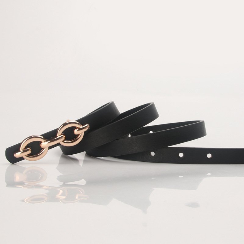 Thin Belt for Dressing with Elegant Golden Buckle