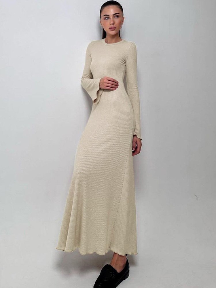 Long Flared Dress With Long Flared Sleeves