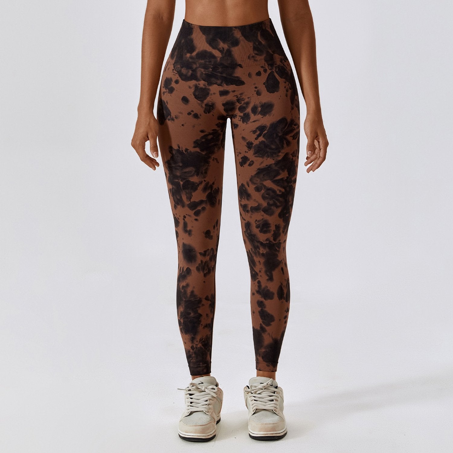 Seamless High Waist Sports Pants with Tie-Dye Effect