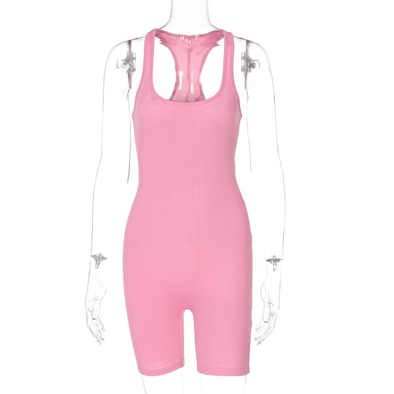 Solid Color High Waisted Tight Sports Yoga Jumpsuit