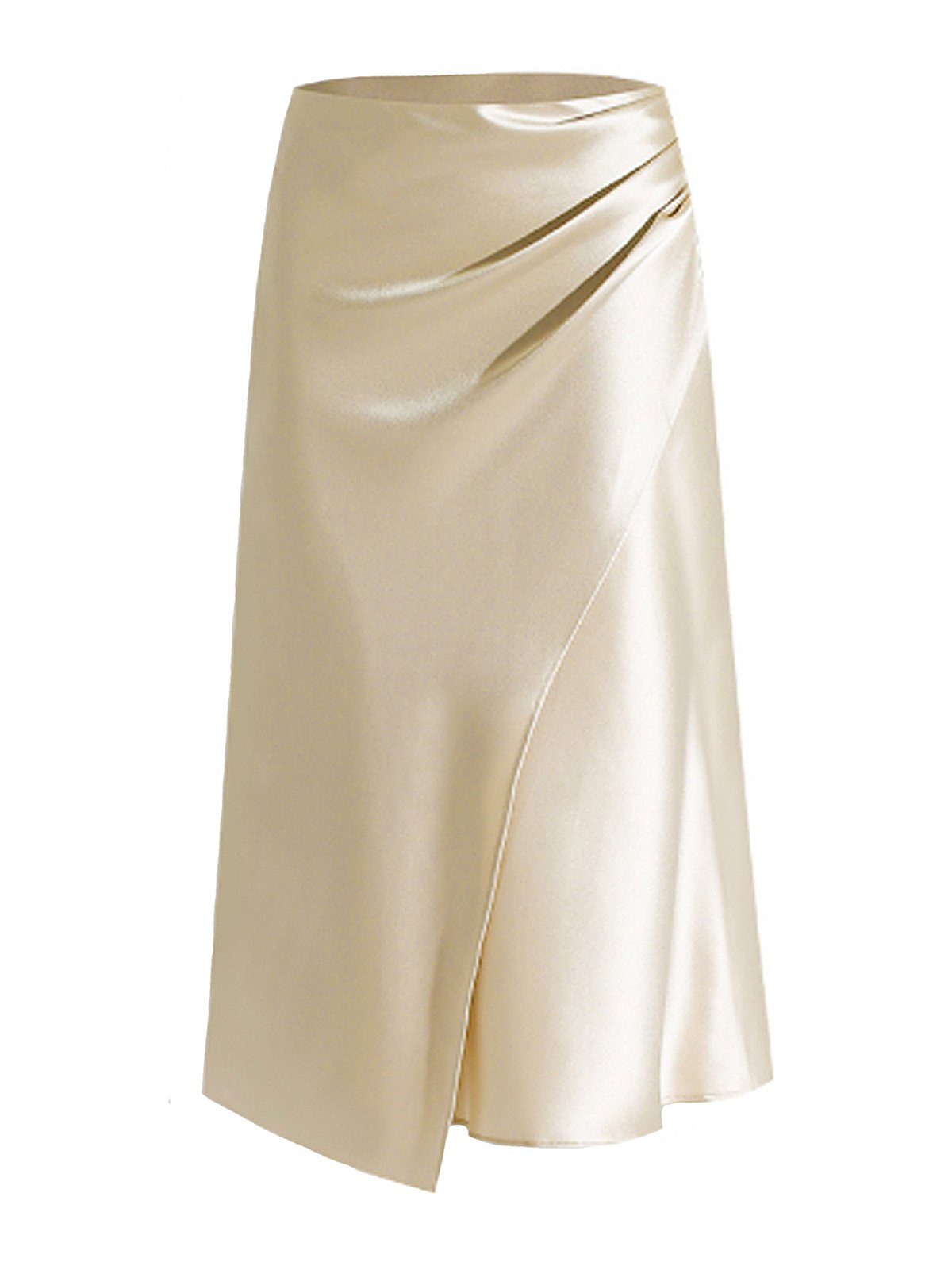 Long Pleated Satin Skirt