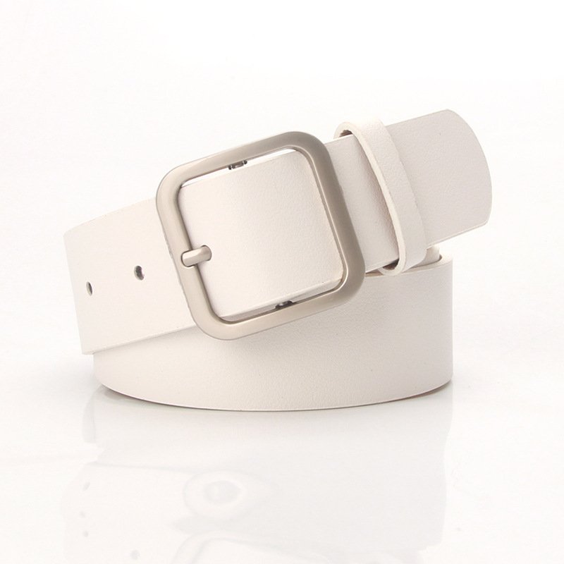 Elegant Belt With Golden Square Buckle