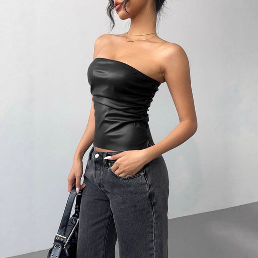 Amsterdam leather strapless top