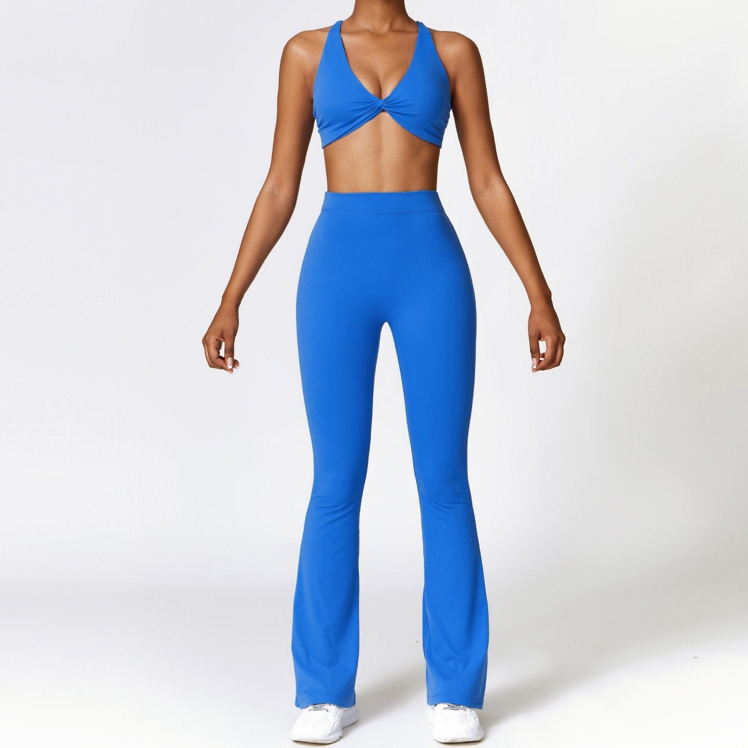 Sports Suit With Flared Pants And Crossover Top