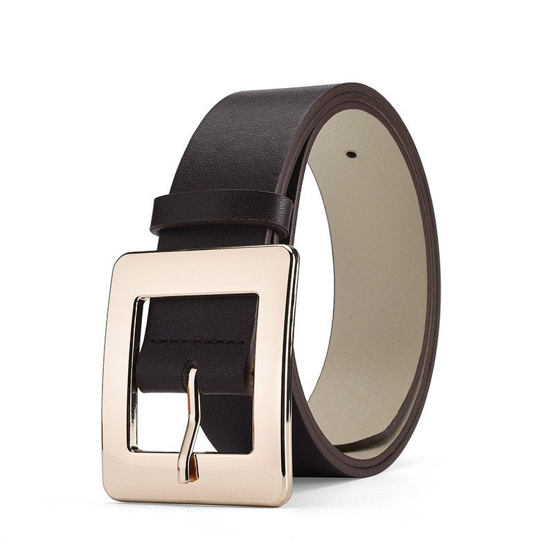 Simple And Solid Color Alloy Square Buckle Belt