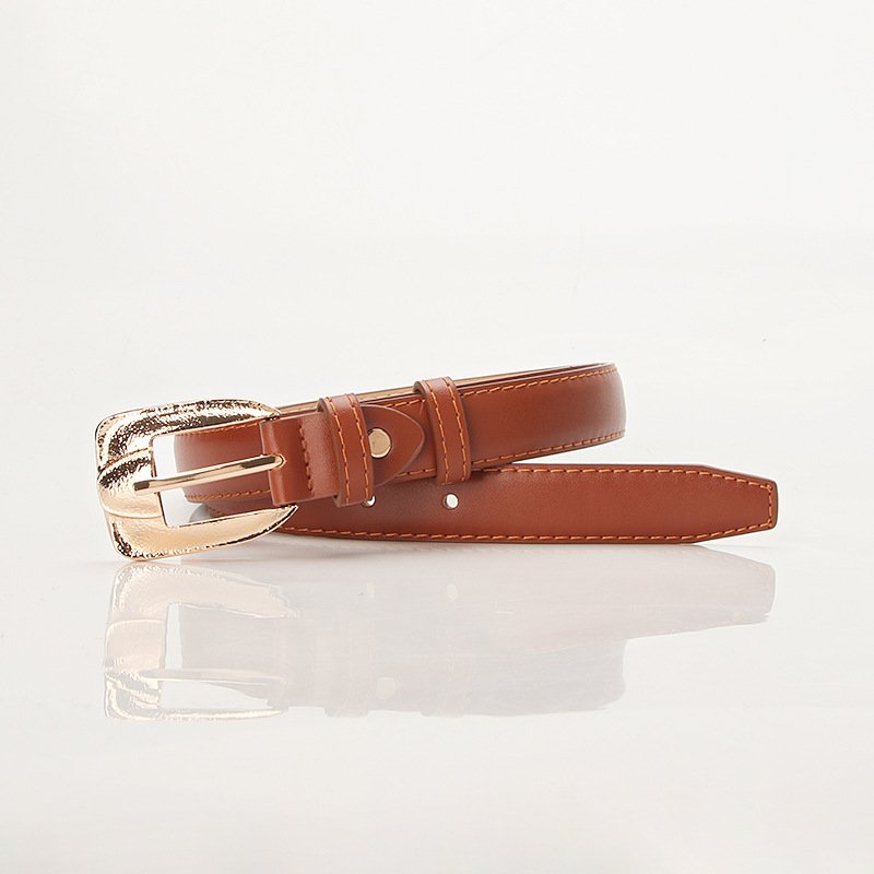 Thin Belt With Golden Alloy Buckle