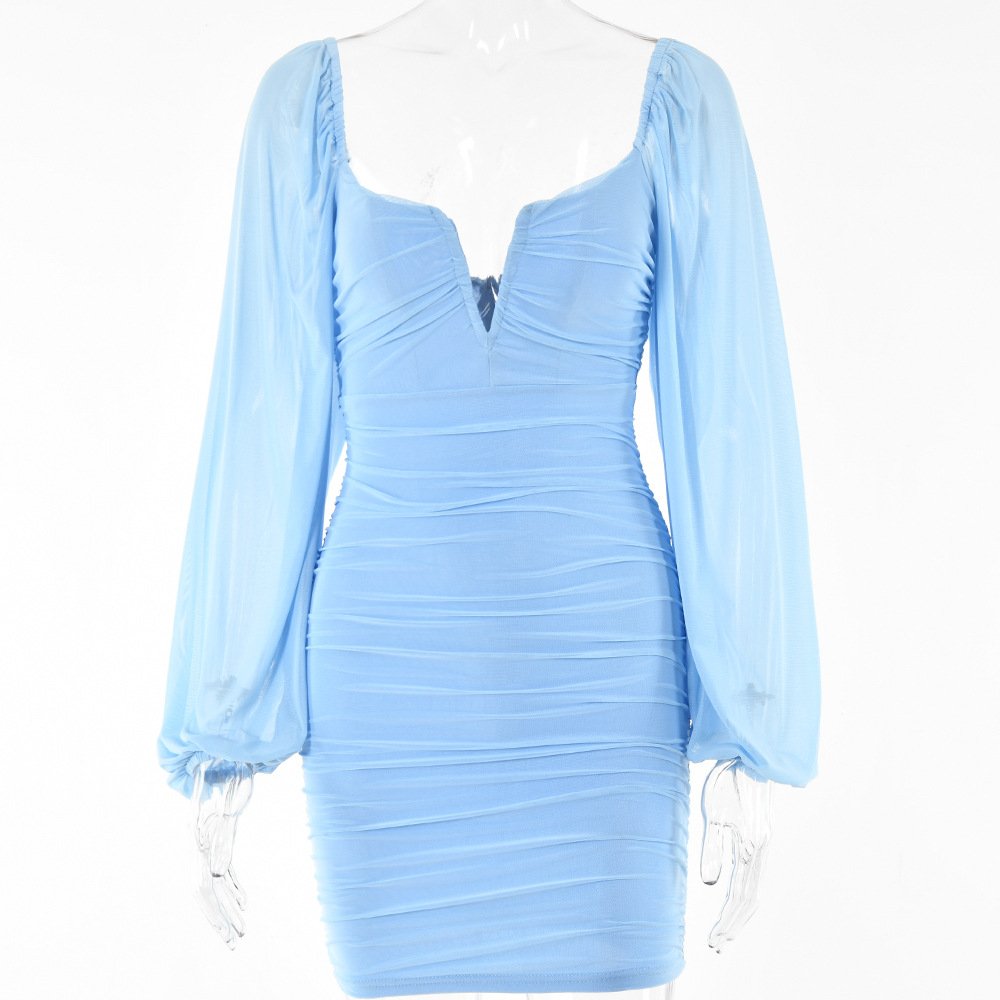 Gauze Long Sleeved Halter Dress