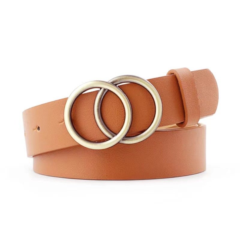 Double Ring Belt With Metal Buckle