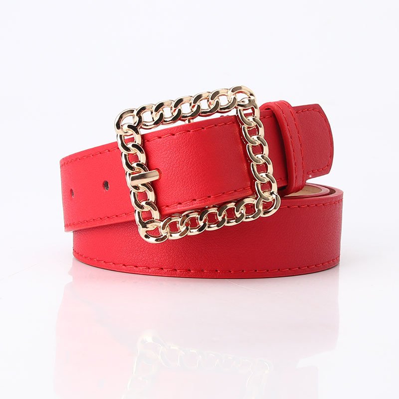 Open Cut Square Button Women's Decorative Belt Elegant