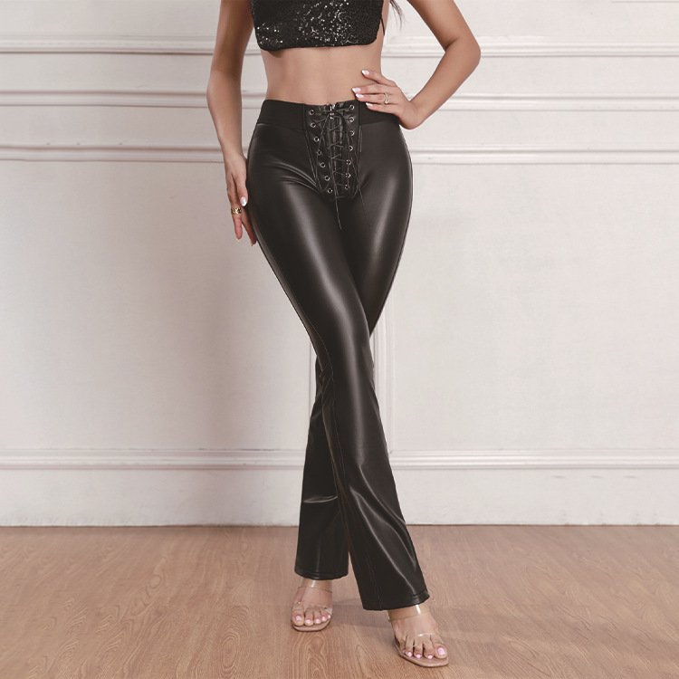 Tight Elastic Leather Pants