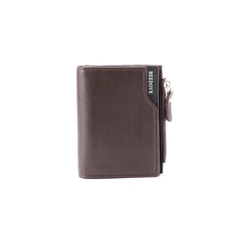 Short Vertical Wallet for Men with Pocket and Buttons