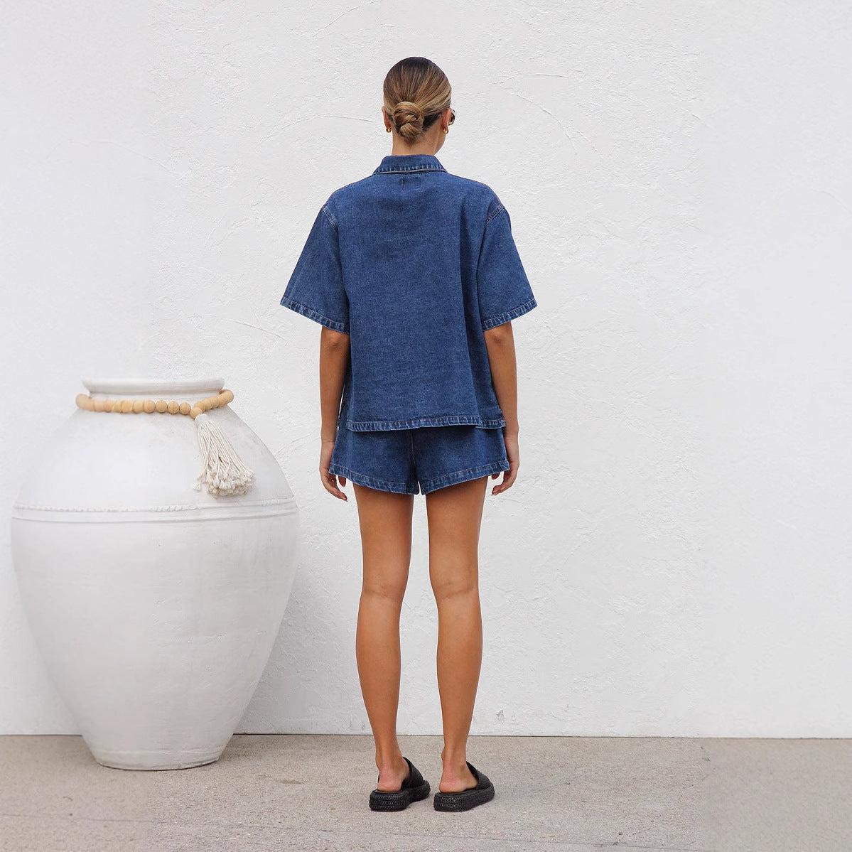 Summer retro casual loose denim suit