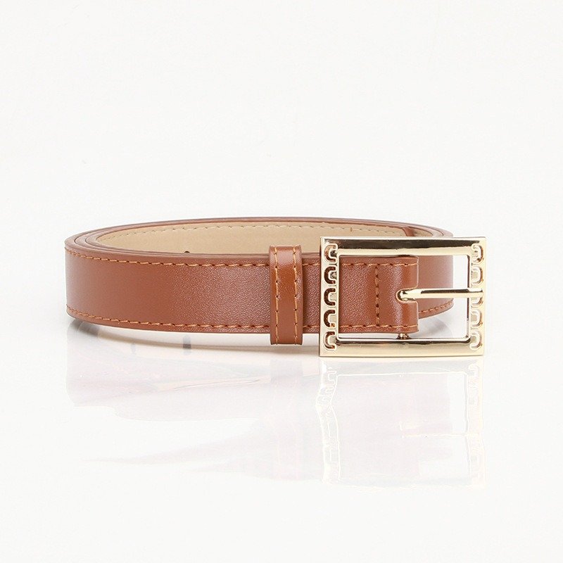 Multicolor Belt With Golden Square Buckle