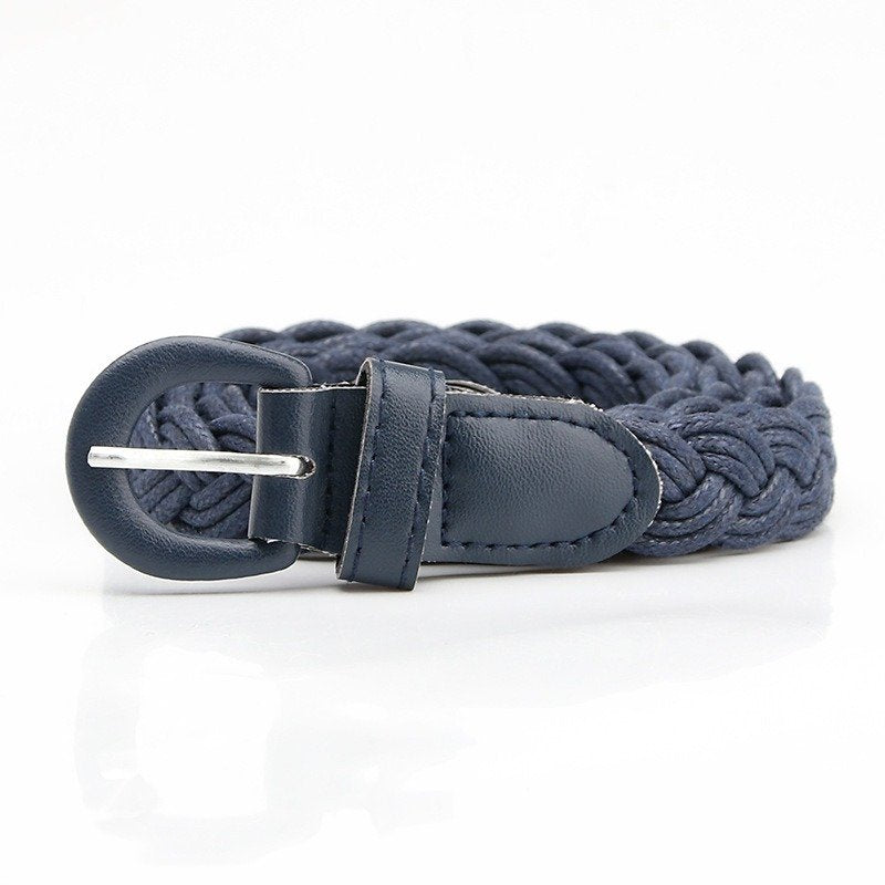 Braided Waxed Rope Belt Iron Buckle