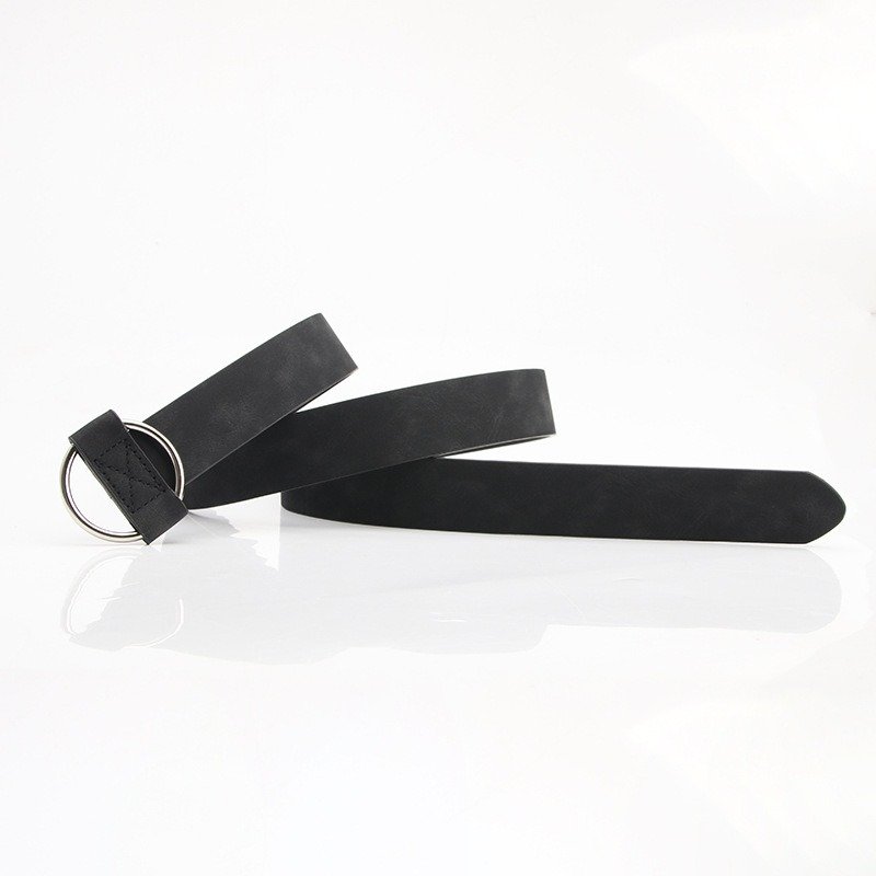 Solid Color Round Buckle Belt