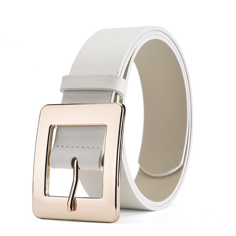 Simple And Solid Color Alloy Square Buckle Belt