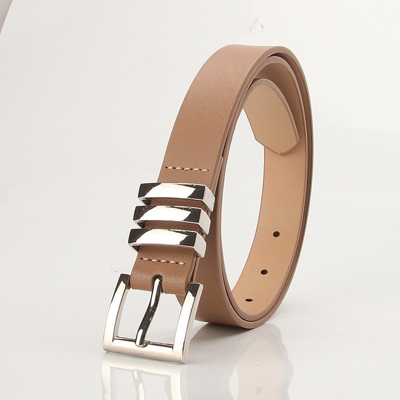 Elegant Belt With Three Silver Grip Lines