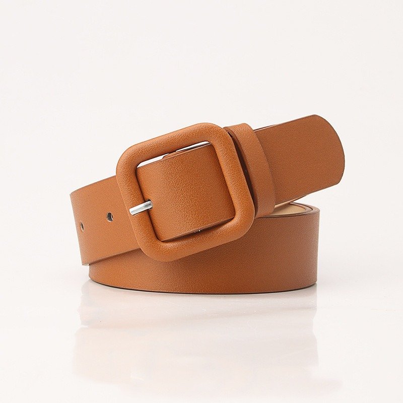 Caramel Color Belt with Square Buckle