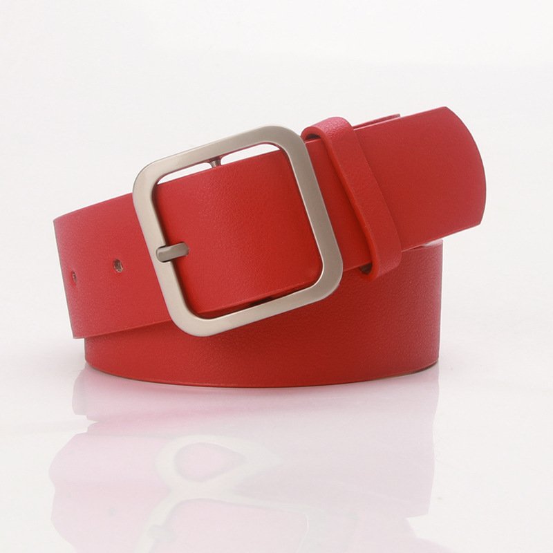 Elegant Belt With Golden Square Buckle