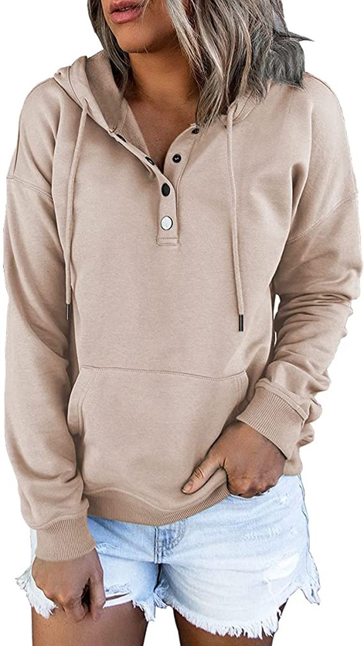 Long Sleeve Loose Casual Hooded Drawstring Pocket Hoodie