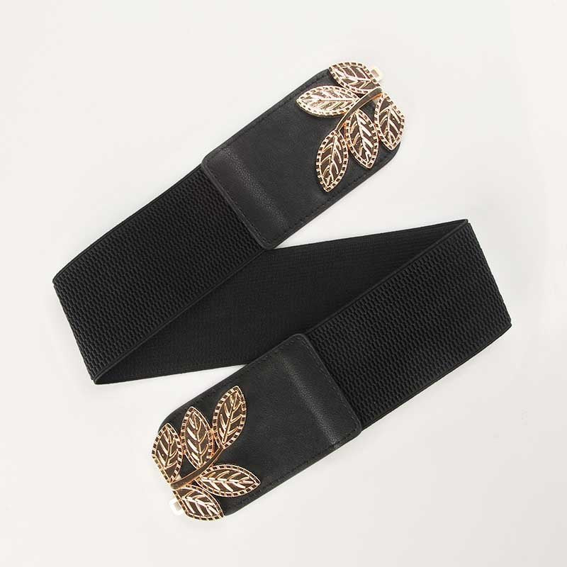 Leaf Button Belt Elastic Strap