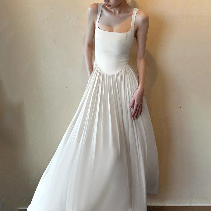 Elegant square collar camisole skirt