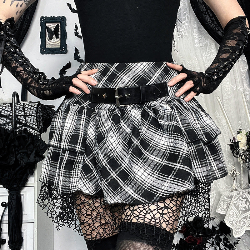 Dark Gothic plaid short skirt