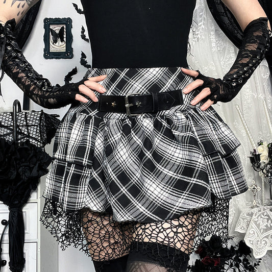 Dark Gothic plaid short skirt