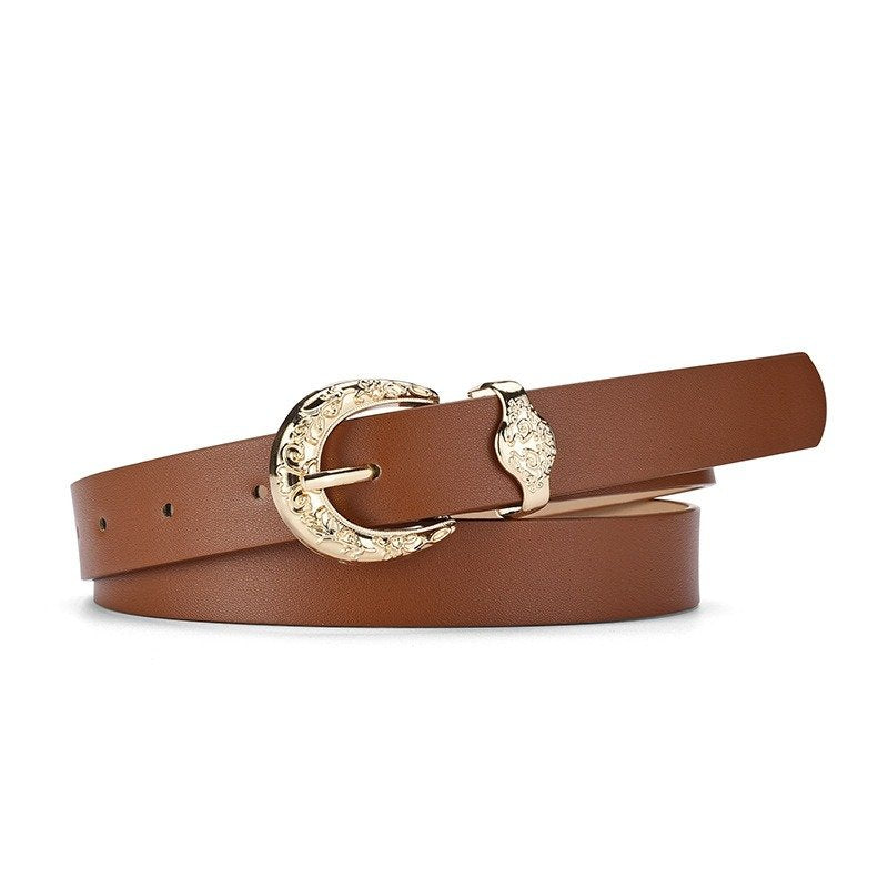 Belt With Golden Buckle Two Pieces