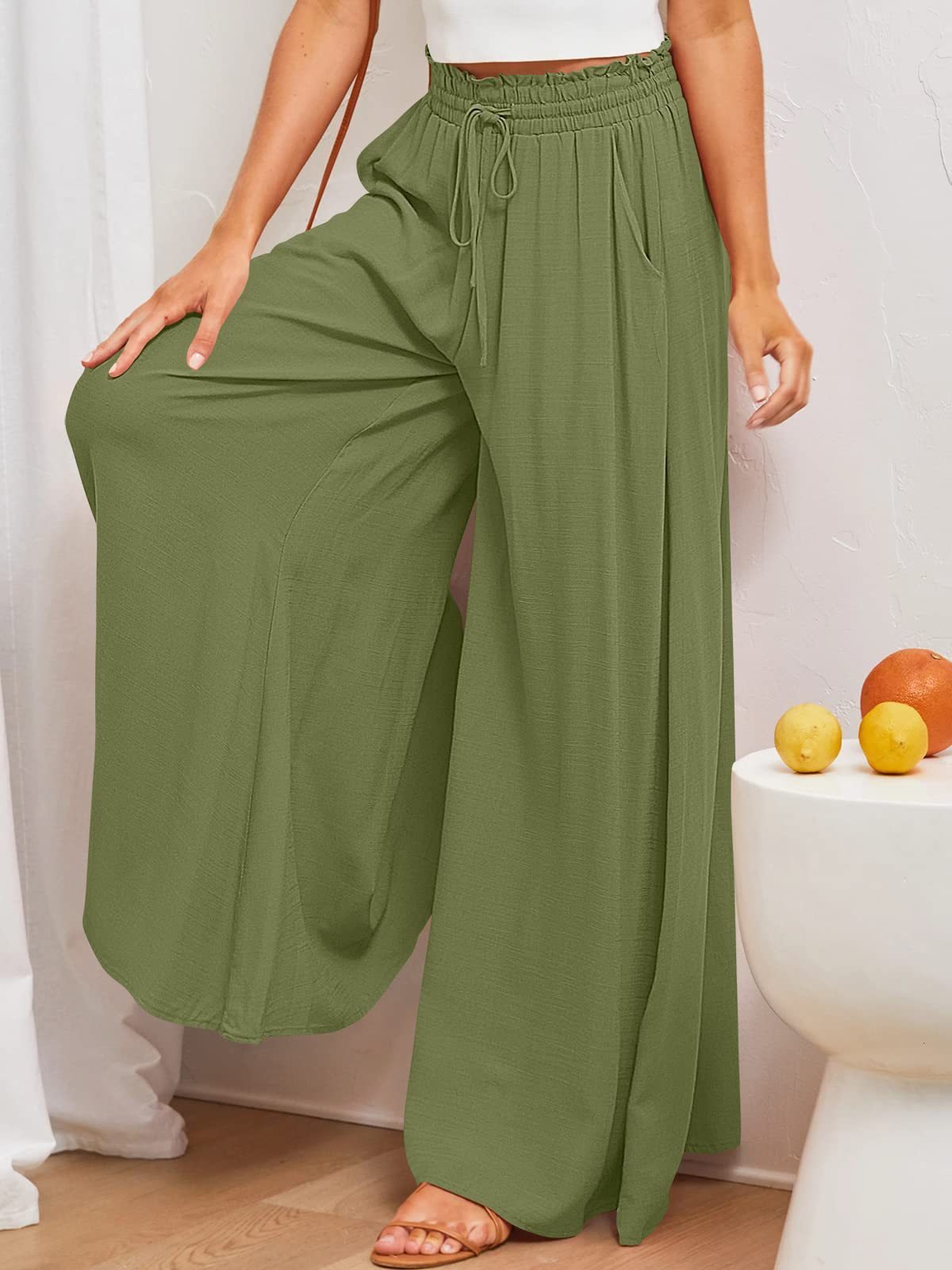 Wide-leg Pants With Pockets