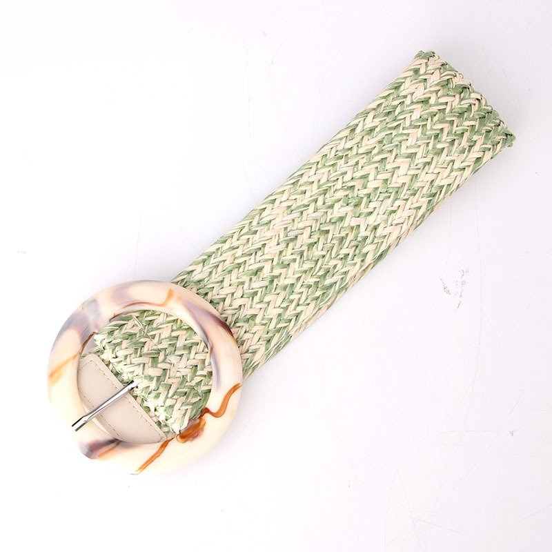 Wide Straw Braided Belt