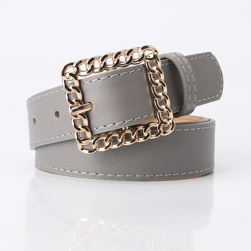 Open Cut Square Button Women's Decorative Belt Elegant