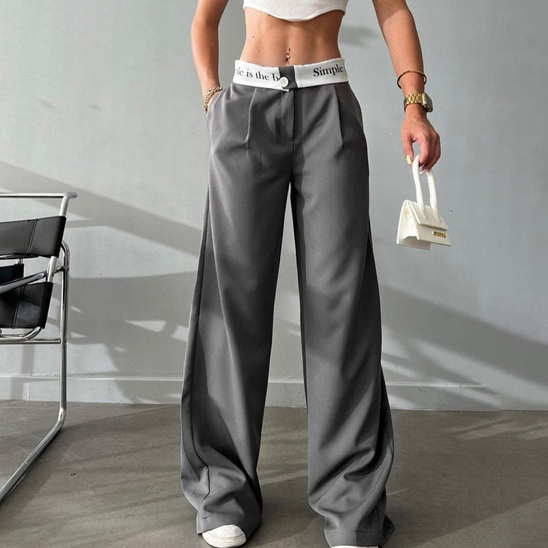 Casual high waisted straight leg pants