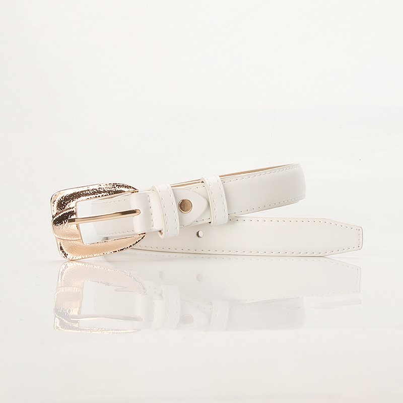 Thin Belt With Golden Alloy Buckle